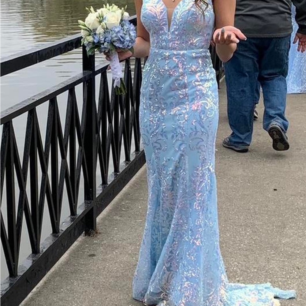 Elegant Blue Sequin Dress